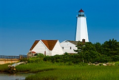 Lynde Point Lighthouse Over Grassy Marsh in Conneciticut